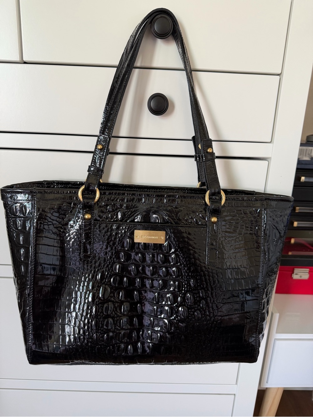 Brahmin Medium Asher Tote Black Croc Embossed Leather - Picture 6 of 11